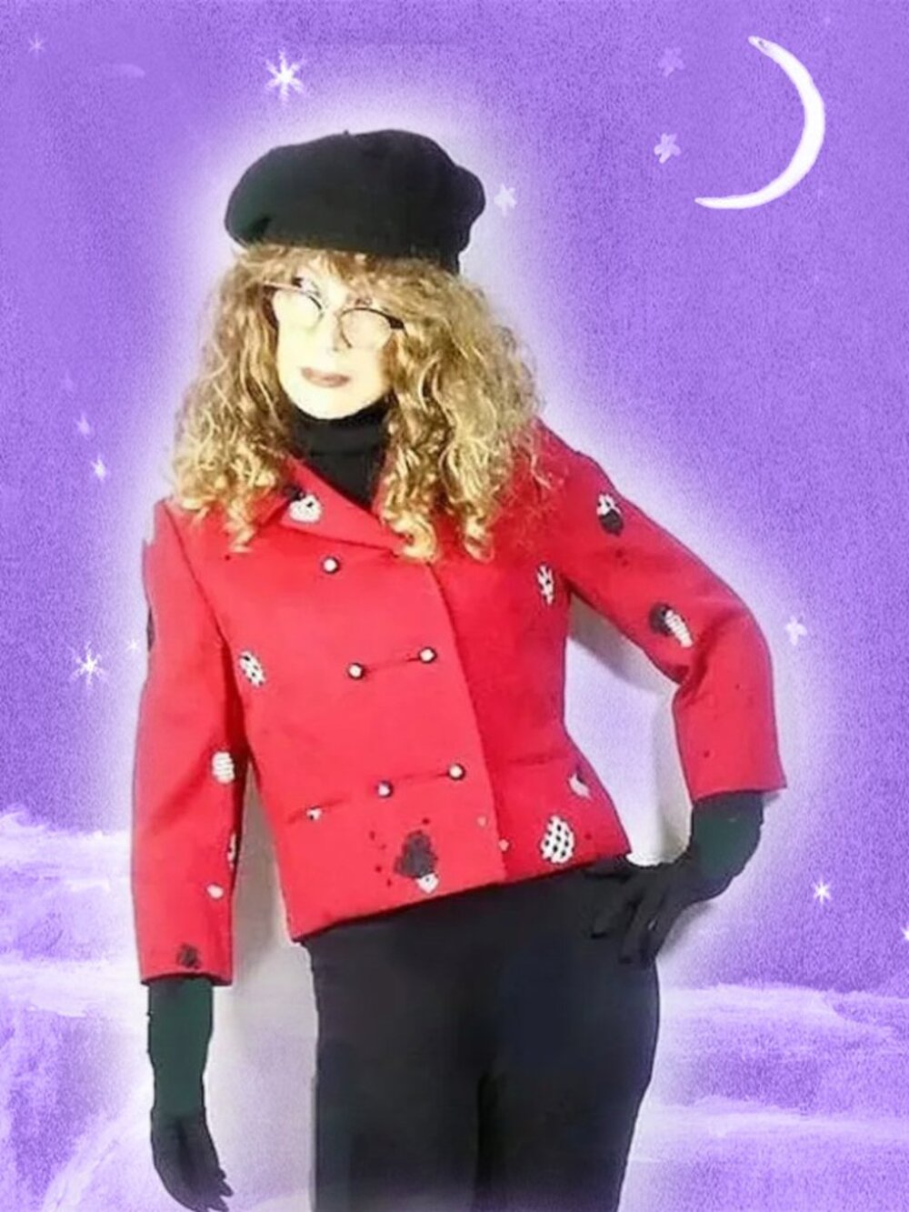 Vintage Red Blazer Cropped Jacket UPCYCLED Don Loper / One Of A Kind